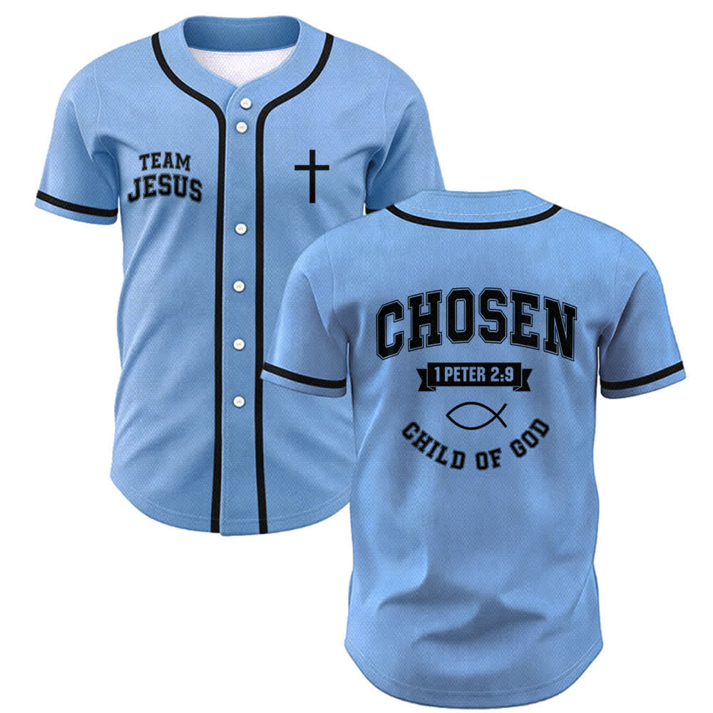 Maglia da baseball del team Jesus Chosen Child of God di Christianartworkshop - Blu - 5XL - image 35