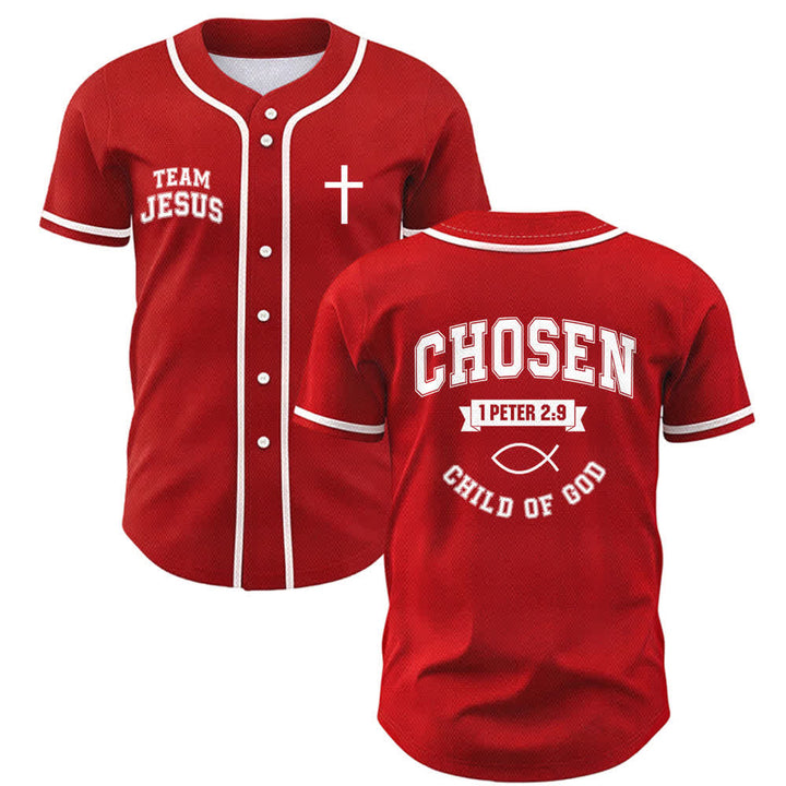 Maglia da baseball del team Jesus Chosen Child of God di Christianartworkshop - Rosso - 5XL - image 49