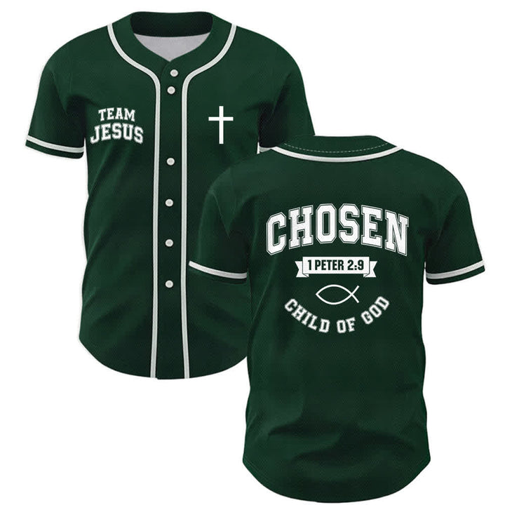 Maglia da baseball del team Jesus Chosen Child of God di Christianartworkshop - Verde - 5XL - image 21