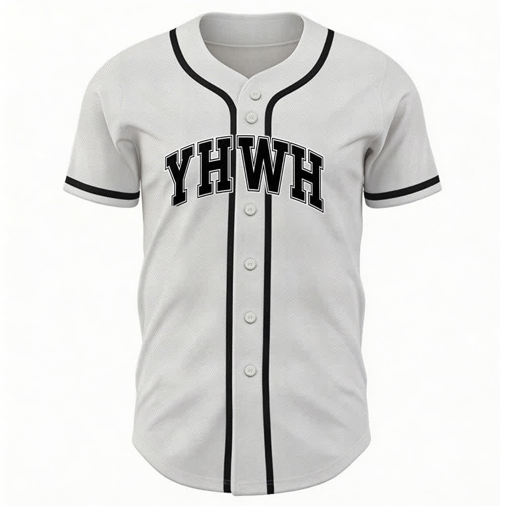 Christianartworkshop Maglia da baseball YHWH Varsity con bottoni frontali - Bianco - 5XL - image 0