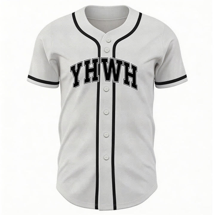 Christianartworkshop Maglia da baseball YHWH Varsity con bottoni frontali - Bianco - 5XL - image 0