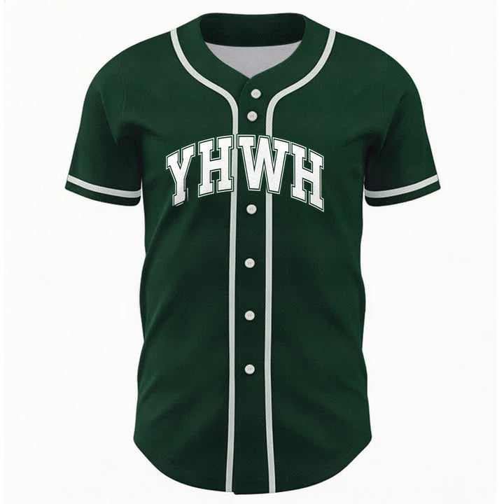 Christianartworkshop Maglia da baseball YHWH Varsity con bottoni frontali - Verde - 5XL - image 9