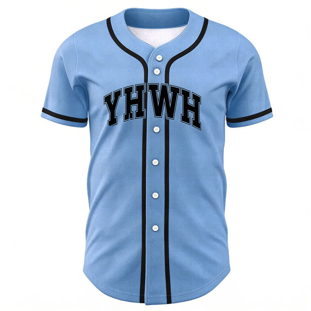 Christianartworkshop Maglia da baseball YHWH Varsity con bottoni frontali - Blu - 5XL - image 18
