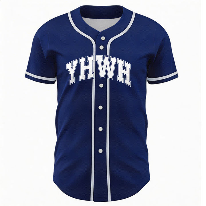 Christianartworkshop Maglia da baseball YHWH Varsity con bottoni frontali - Marina - 5XL - image 15
