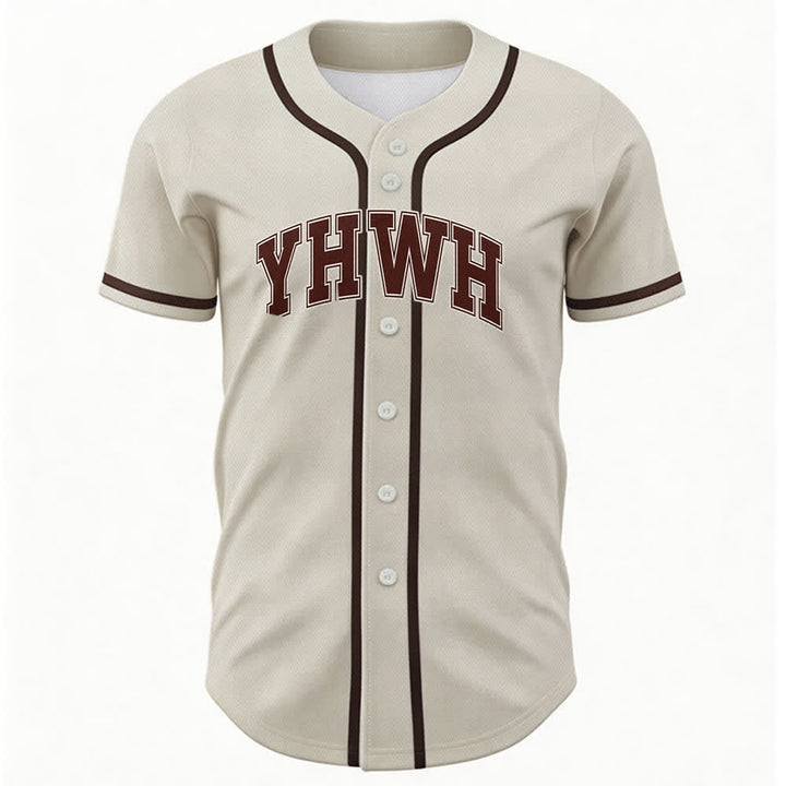 Christianartworkshop Maglia da baseball YHWH Varsity con bottoni frontali - Beige - 5XL - image 6