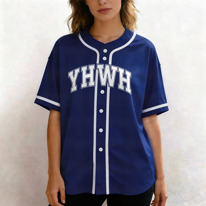 Christianartworkshop Maglia da baseball YHWH Varsity con bottoni frontali - image 16