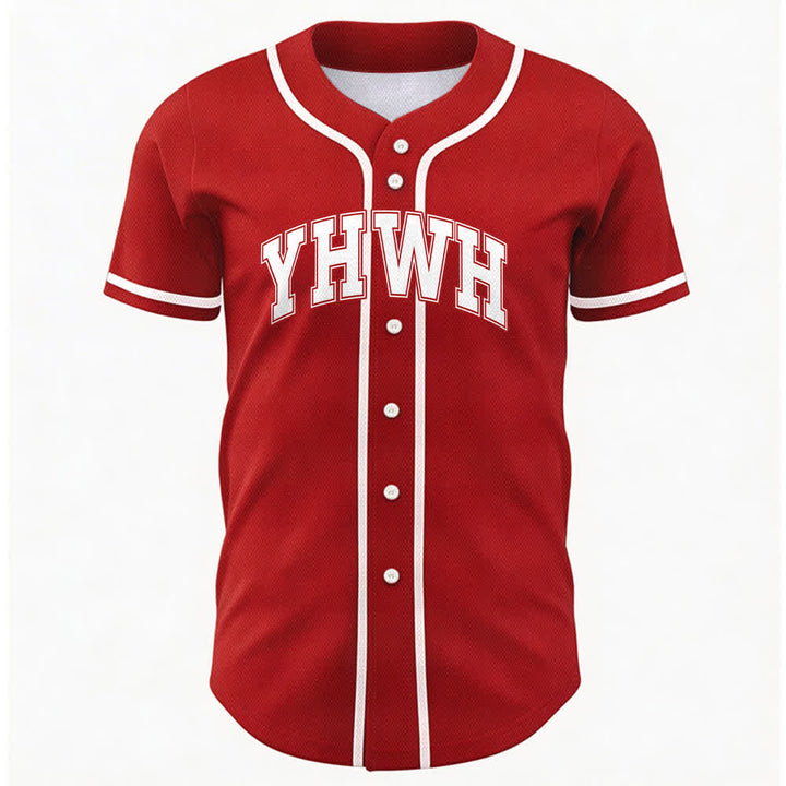 Christianartworkshop Maglia da baseball YHWH Varsity con bottoni frontali - Rosso - 5XL - image 21