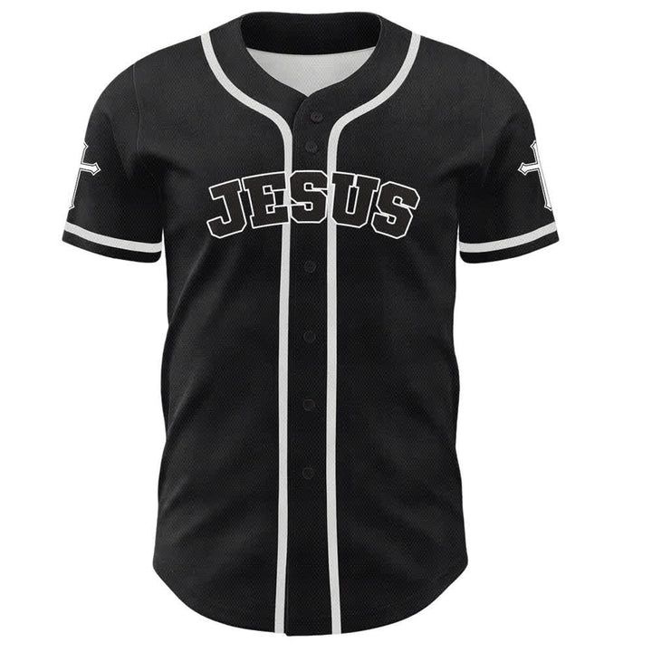 Christianartworkshop Maglia da baseball nera con bottoni raffigurante l'armatura del leone di Gesù - image 2