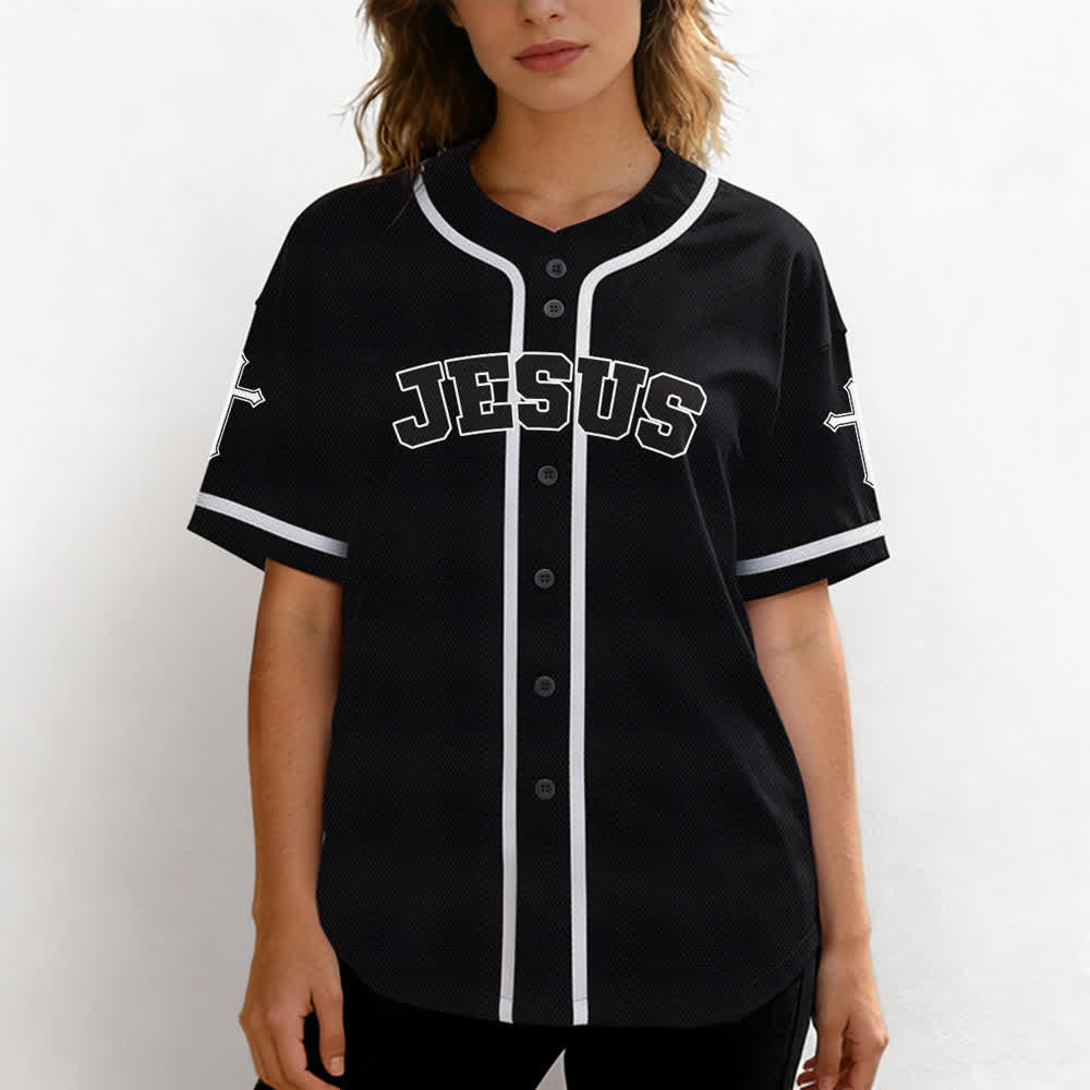 Christianartworkshop Maglia da baseball nera con bottoni raffigurante l'armatura del leone di Gesù - image 4