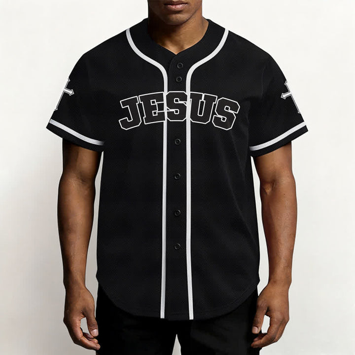Christianartworkshop Maglia da baseball nera con bottoni raffigurante l'armatura del leone di Gesù - image 6