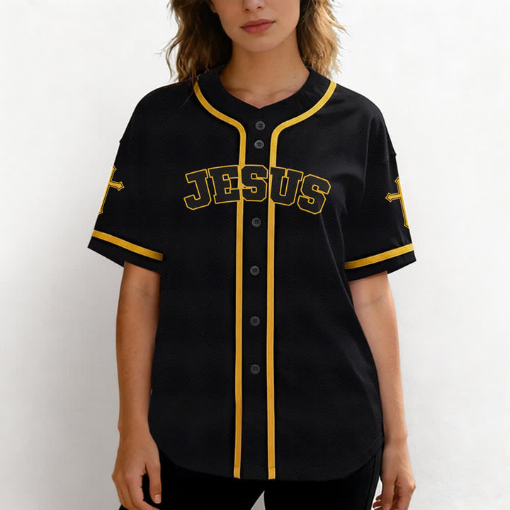 Christianartworkshop Maglia da baseball nera con bottoni raffigurante l'armatura del leone di Gesù - image 18