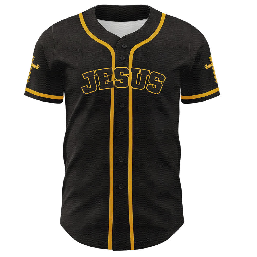 Christianartworkshop Maglia da baseball nera con bottoni raffigurante l'armatura del leone di Gesù - image 16