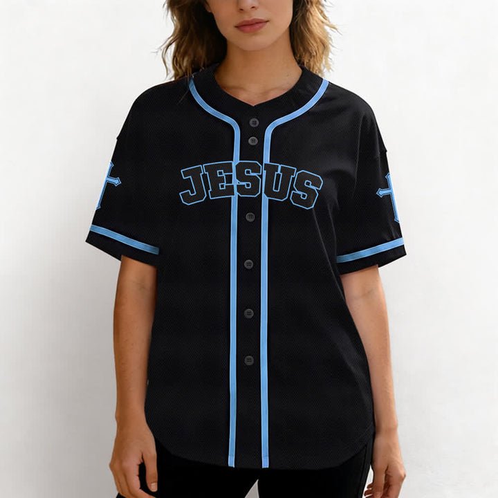 Christianartworkshop Maglia da baseball nera con bottoni raffigurante l'armatura del leone di Gesù - image 32