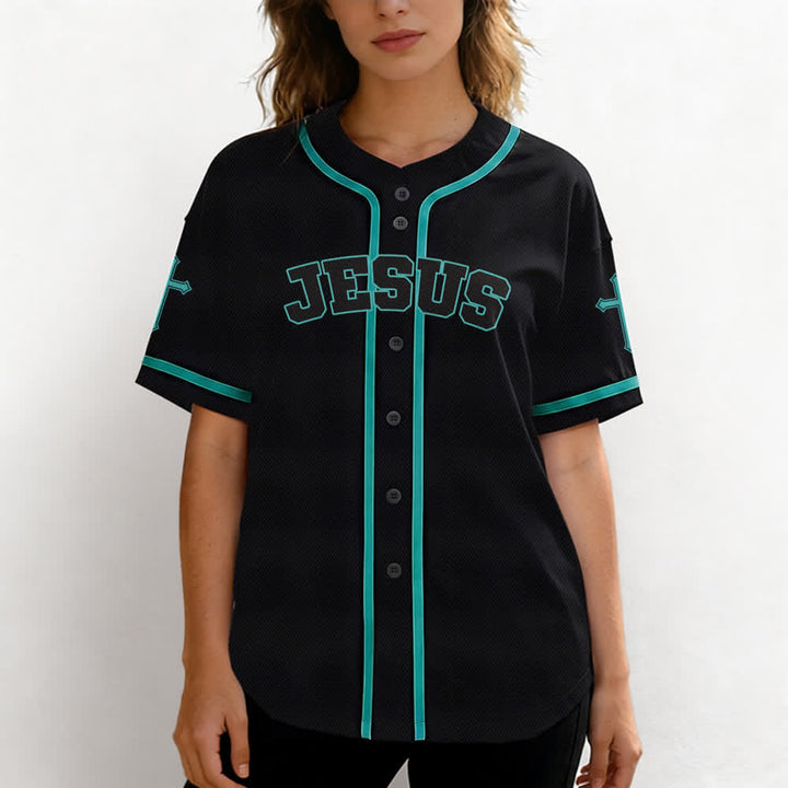 Christianartworkshop Maglia da baseball nera con bottoni raffigurante l'armatura del leone di Gesù - image 39