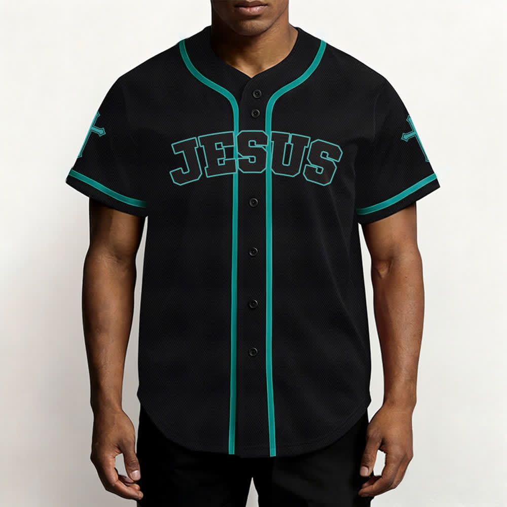 Christianartworkshop Maglia da baseball nera con bottoni raffigurante l'armatura del leone di Gesù - image 41