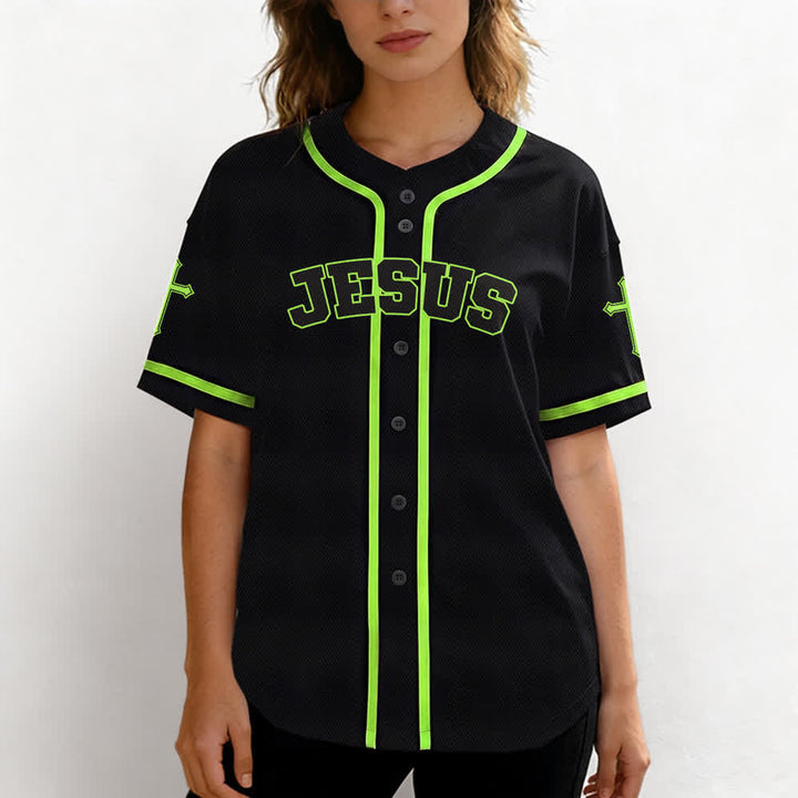 Christianartworkshop Maglia da baseball nera con bottoni raffigurante l'armatura del leone di Gesù - image 53