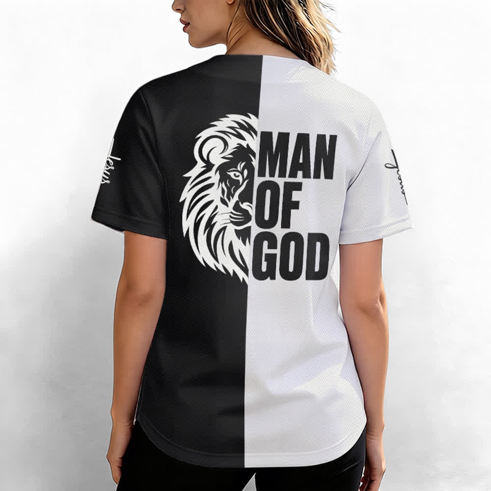 Christianartworkshop Child Of God Maglia da baseball divisa in bianco e nero - image 3