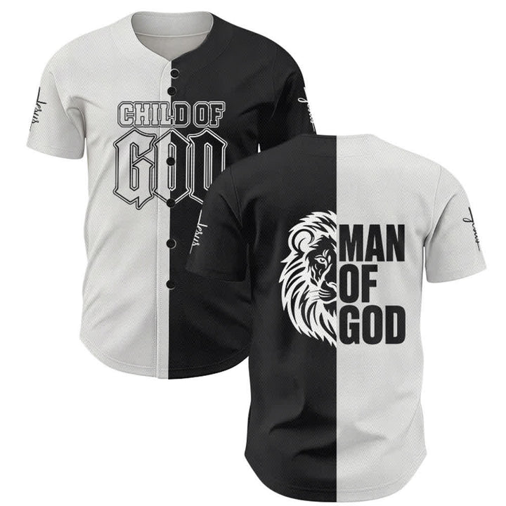 Christianartworkshop Child Of God Maglia da baseball divisa in bianco e nero - 5XL - image 0