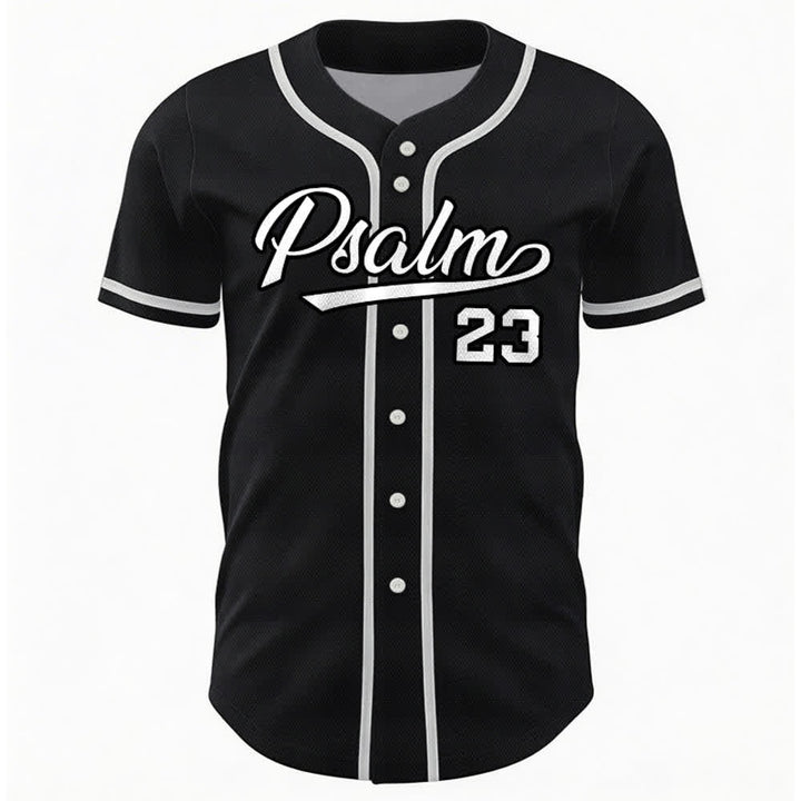 Christianartworkshop Salmo 23 Maglia da baseball della squadra con versetto biblico blu navy - image 9