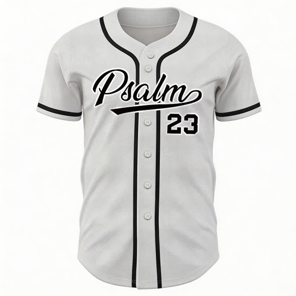 Christianartworkshop Salmo 23 Maglia da baseball della squadra con versetto biblico blu navy - image 16