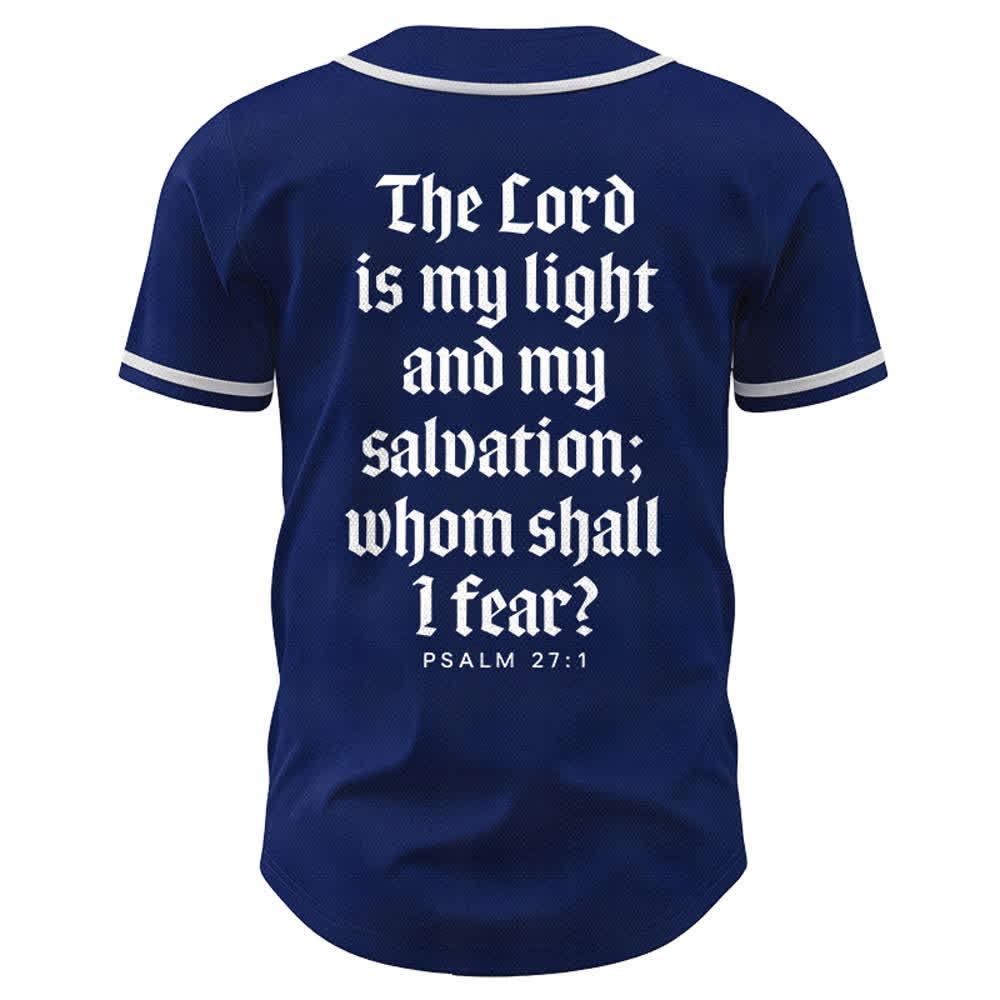 Christianartworkshop Salmo 23 Maglia da baseball della squadra con versetto biblico blu navy - image 1