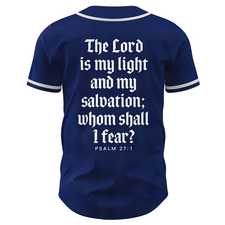 Christianartworkshop Salmo 23 Maglia da baseball della squadra con versetto biblico blu navy - image 1