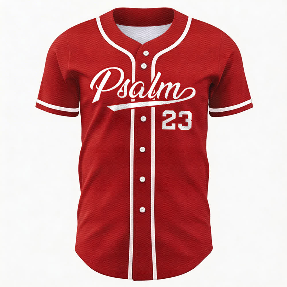 Christianartworkshop Salmo 23 Maglia da baseball della squadra con versetto biblico blu navy - image 51