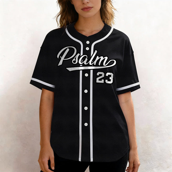Christianartworkshop Salmo 23 Maglia da baseball della squadra con versetto biblico blu navy - image 11