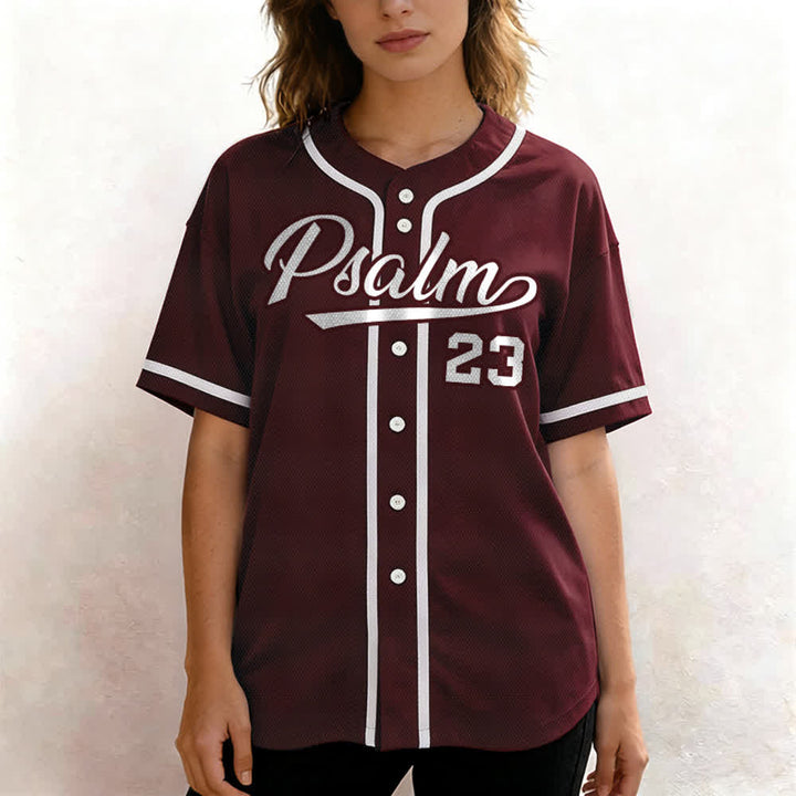 Christianartworkshop Salmo 23 Maglia da baseball della squadra con versetto biblico blu navy - image 25