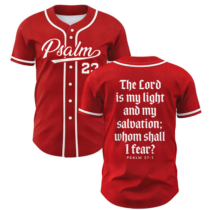 Christianartworkshop Salmo 23 Maglia da baseball della squadra con versetto biblico blu navy - Rosso - 5XL - image 49