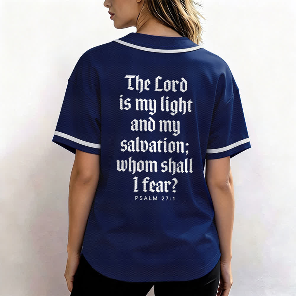 Christianartworkshop Salmo 23 Maglia da baseball della squadra con versetto biblico blu navy - image 3