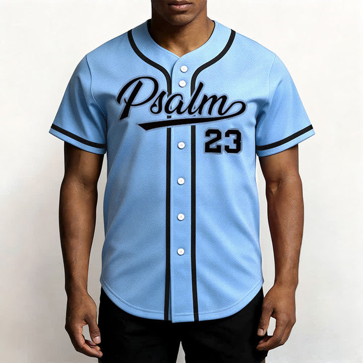 Christianartworkshop Salmo 23 Maglia da baseball della squadra con versetto biblico blu navy - image 46