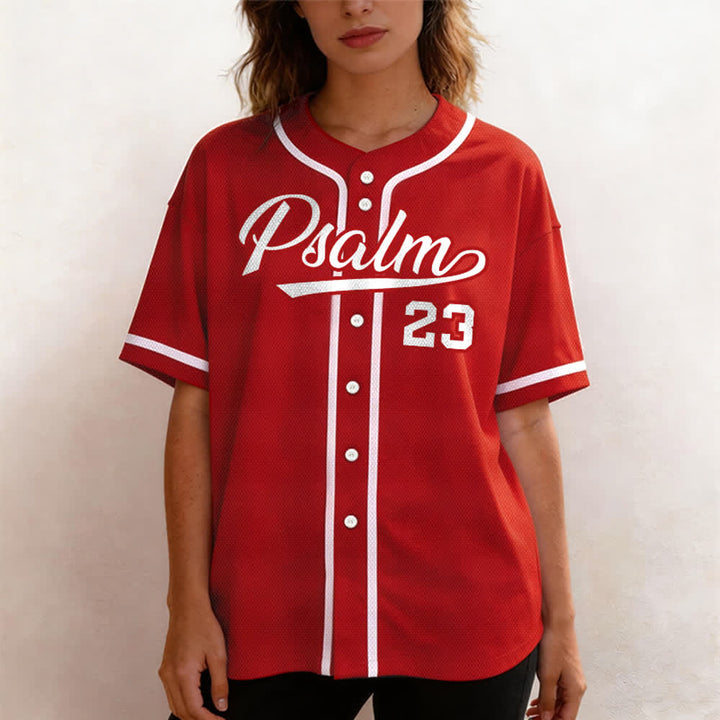 Christianartworkshop Salmo 23 Maglia da baseball della squadra con versetto biblico blu navy - image 55
