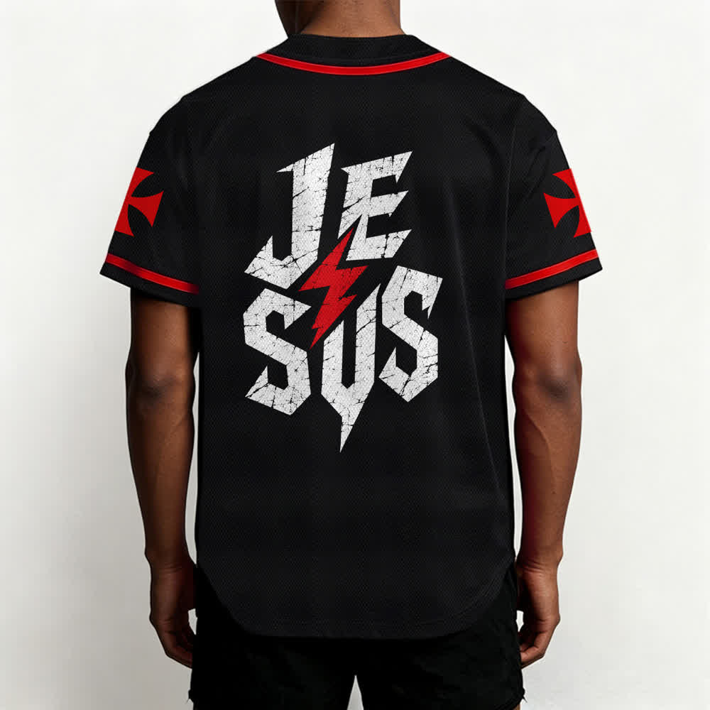 Christianartworkshop Jesus Highway To Heaven Maglia da baseball nera effetto invecchiato - image 12