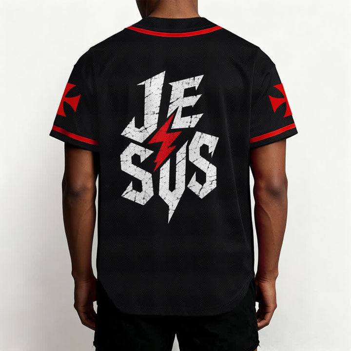 Christianartworkshop Jesus Highway To Heaven Maglia da baseball nera effetto invecchiato - image 12