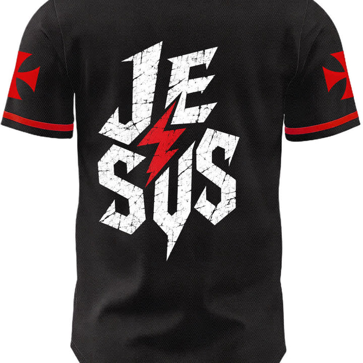 Christianartworkshop Jesus Highway To Heaven Maglia da baseball nera effetto invecchiato - image 8