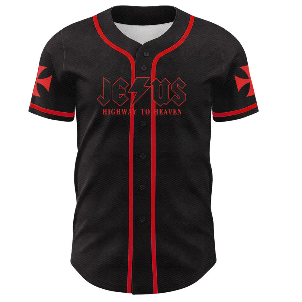 Christianartworkshop Jesus Highway To Heaven Maglia da baseball nera effetto invecchiato - image 9
