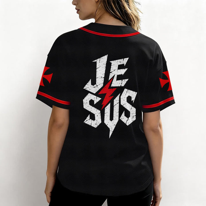 Christianartworkshop Jesus Highway To Heaven Maglia da baseball nera effetto invecchiato - image 10