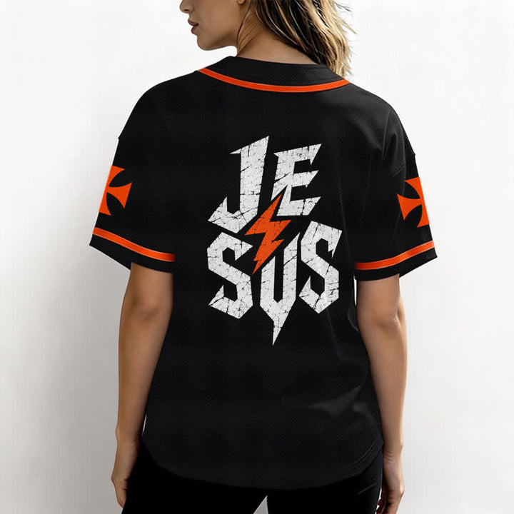 Christianartworkshop Jesus Highway To Heaven Maglia da baseball nera effetto invecchiato - image 24