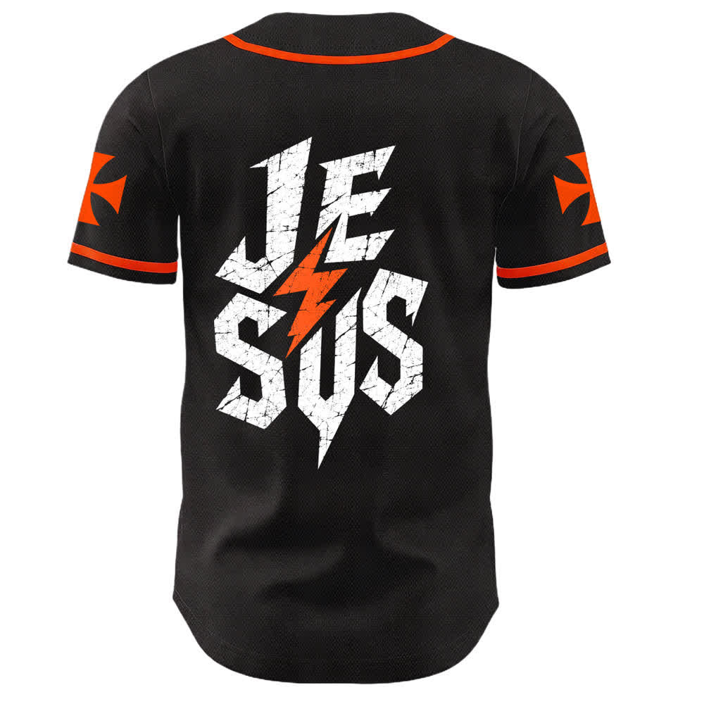 Christianartworkshop Jesus Highway To Heaven Maglia da baseball nera effetto invecchiato - image 22