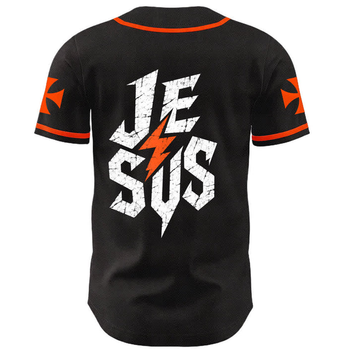 Christianartworkshop Jesus Highway To Heaven Maglia da baseball nera effetto invecchiato - image 22