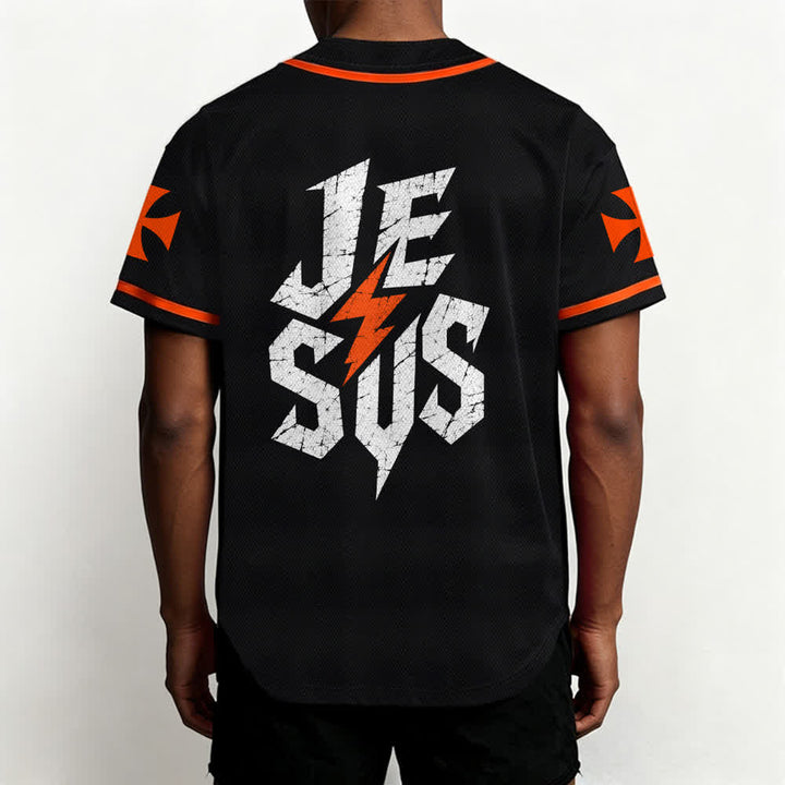 Christianartworkshop Jesus Highway To Heaven Maglia da baseball nera effetto invecchiato - image 26