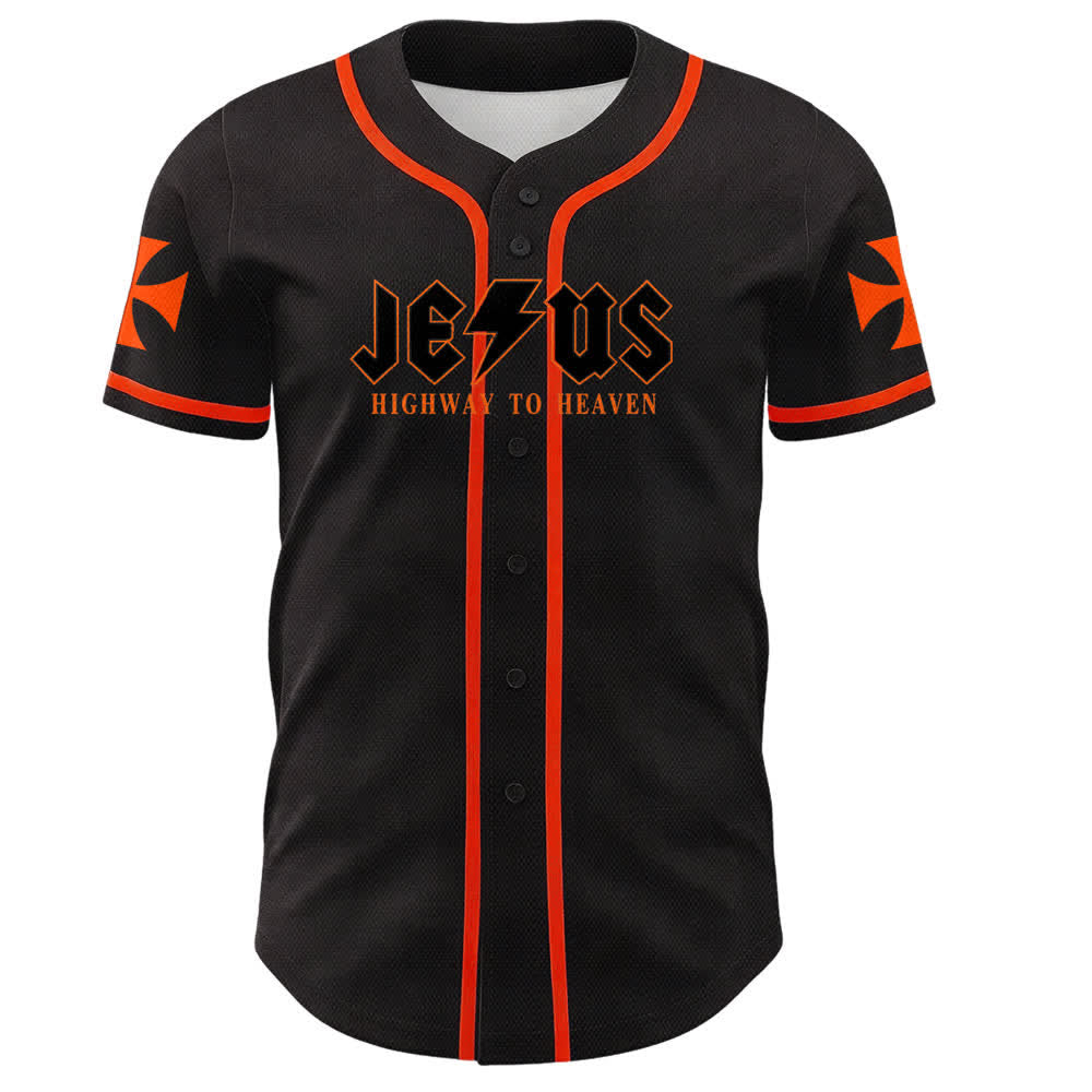 Christianartworkshop Jesus Highway To Heaven Maglia da baseball nera effetto invecchiato - image 23