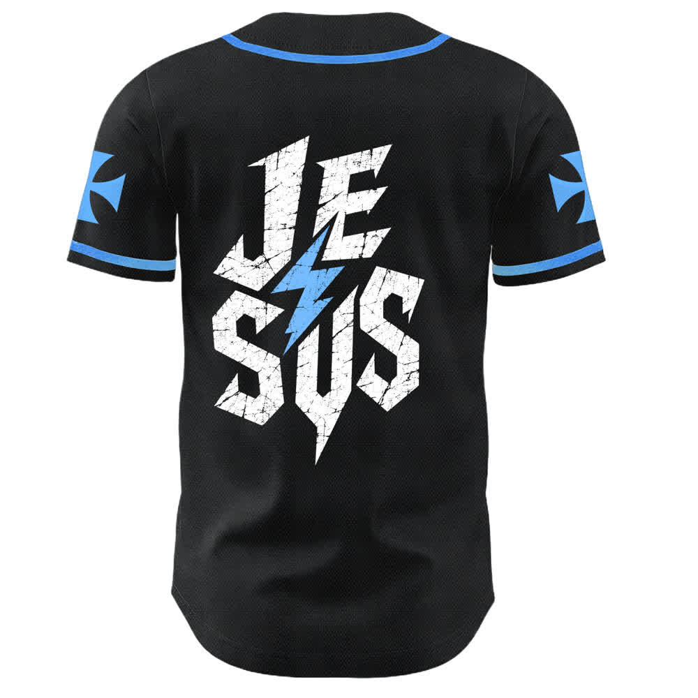 Christianartworkshop Jesus Highway To Heaven Maglia da baseball nera effetto invecchiato - image 36