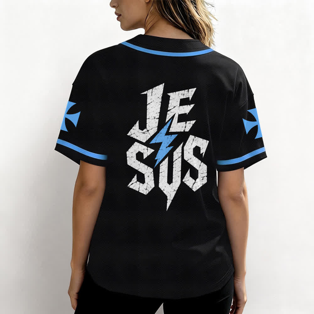 Christianartworkshop Jesus Highway To Heaven Maglia da baseball nera effetto invecchiato - image 38
