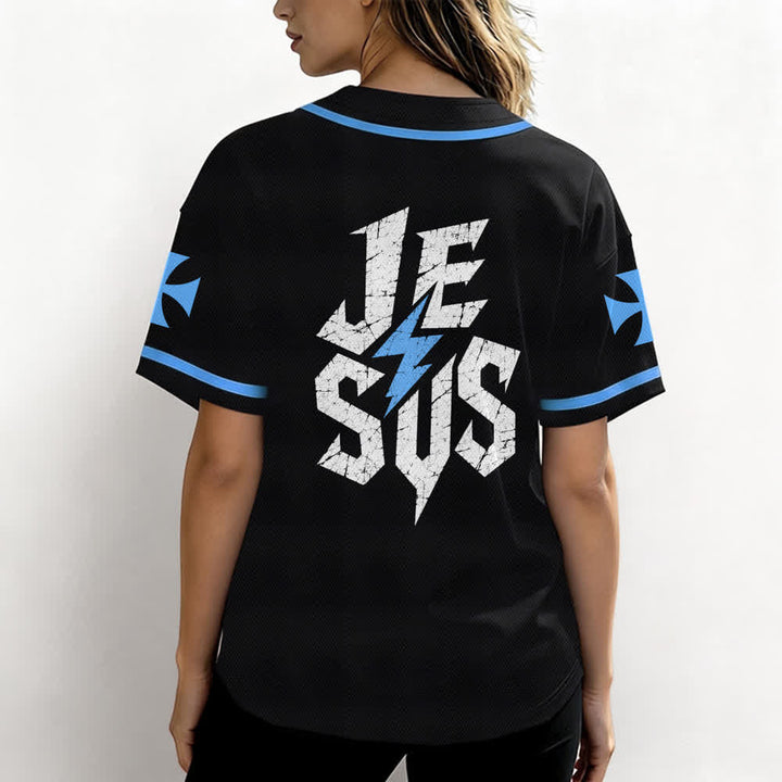 Christianartworkshop Jesus Highway To Heaven Maglia da baseball nera effetto invecchiato - image 38