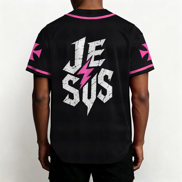 Christianartworkshop Jesus Highway To Heaven Maglia da baseball nera effetto invecchiato - image 47