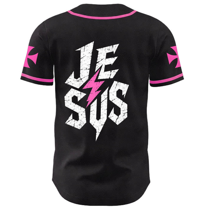 Christianartworkshop Jesus Highway To Heaven Maglia da baseball nera effetto invecchiato - image 43