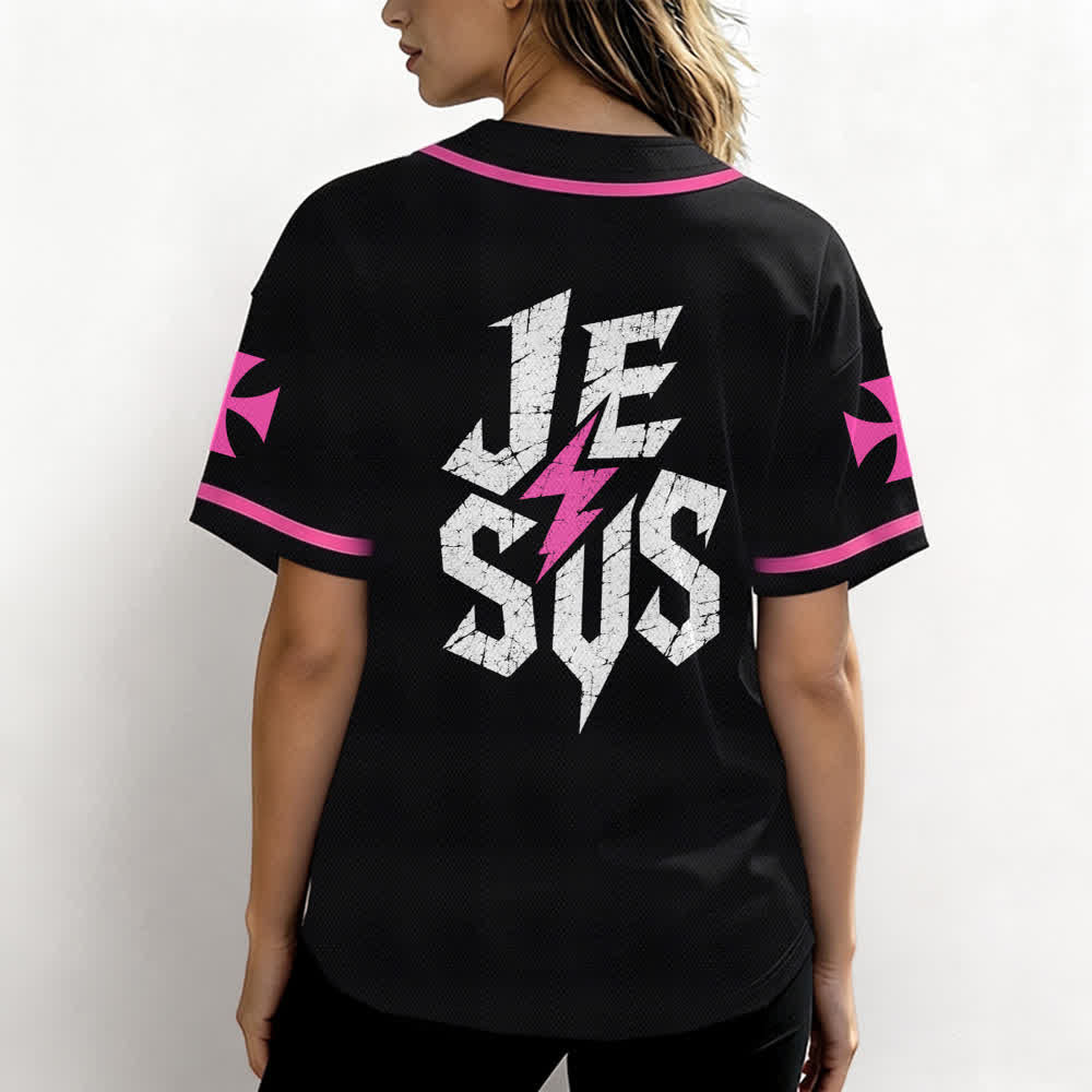 Christianartworkshop Jesus Highway To Heaven Maglia da baseball nera effetto invecchiato - image 45
