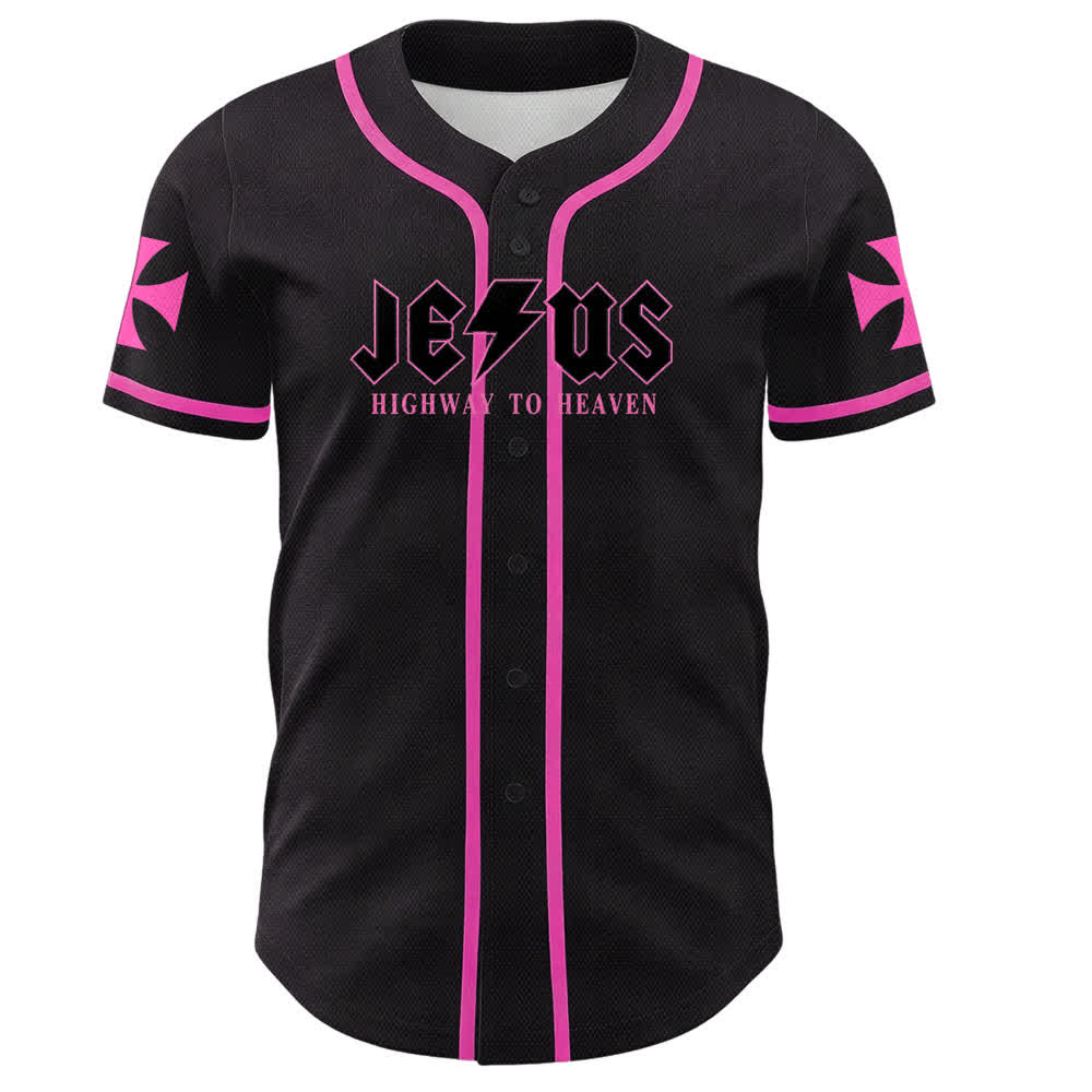 Christianartworkshop Jesus Highway To Heaven Maglia da baseball nera effetto invecchiato - image 44